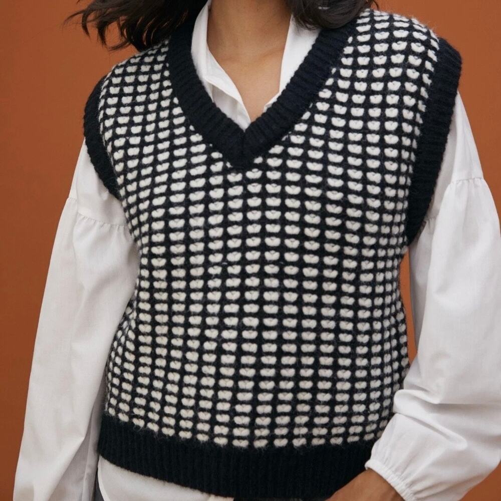 FIND ME NOW‎ x ANTHROPOLOGIE | Textured Sweater Vest Chunky Knit Black | Large